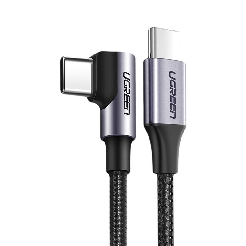 Kabel Ugreen US255 50125 pro nabíjení - šedá (rovný/ohnutý USB-C)