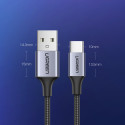 Ugreen US288 60125 kabel USB-A / USB-C QC 3.0 3A 0,5 m - šedá