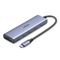 Ugreen CM511 20956A HUB 6v1 USB‑C – HDMI/USB‑A/SD/TF šedý