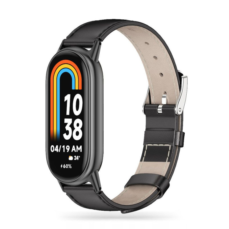Řemínek Tech-Protect LEATHERFIT pro Xiaomi Smart Band 8 / 8 NFC - černý