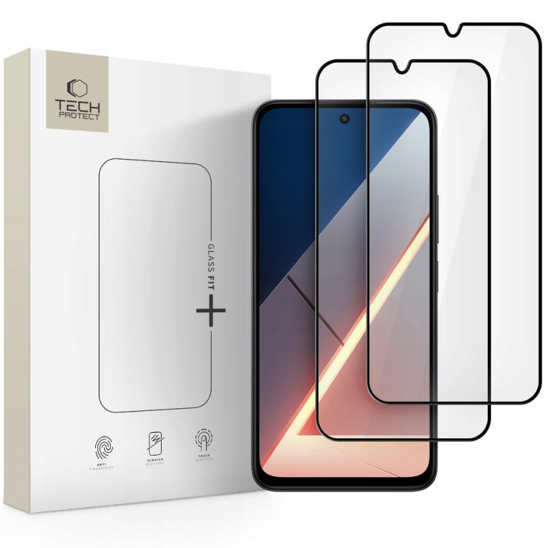 Ochranné sklo Tech-Protect Glass Fit+ 2-pack pro Xiaomi Poco M7 - černé