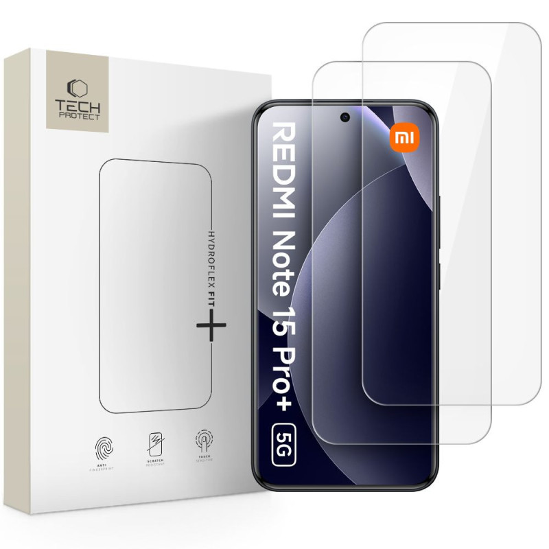 Ochranné sklo Tech-Protect HYDRO FLEX+ 2-Pack pro Xiaomi Redmi Note 15 Pro+ 5G - transparentní