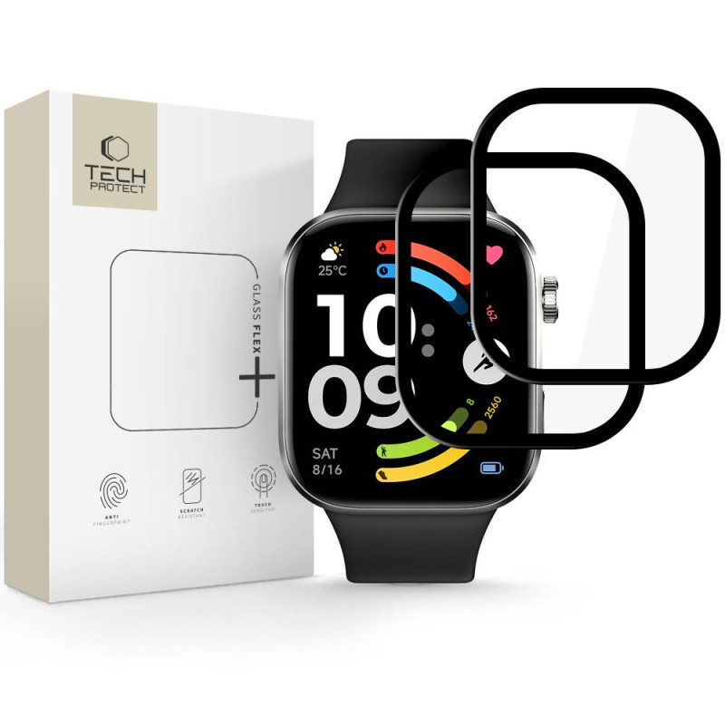 Ochranné sklo Tech-Protect TECH-PROTECT GLASS FLEX+ 2-PACK pro Xiaomi Redmi Watch 6 černé
