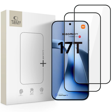 Ochranné sklo Tech-Protect GLASS FIT+ 2-Pack Xiaomi 17T - černá