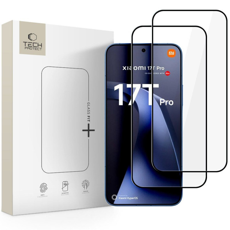 Ochranné sklo Tech-Protect GLASS FIT+ pro Xiaomi 17T Pro - black