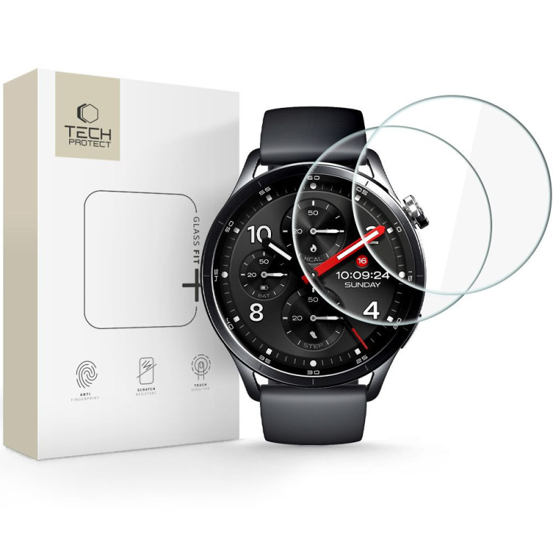 Ochranné sklo Tech-Protect GLASS FIT+ 2-PACK pro Xiaomi Watch S5 (46 mm) - clear