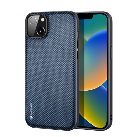 DUX DUCIS Fino Series Odolný kryt s textilními zády pro iPhone 14 Plus, tmavě modrý