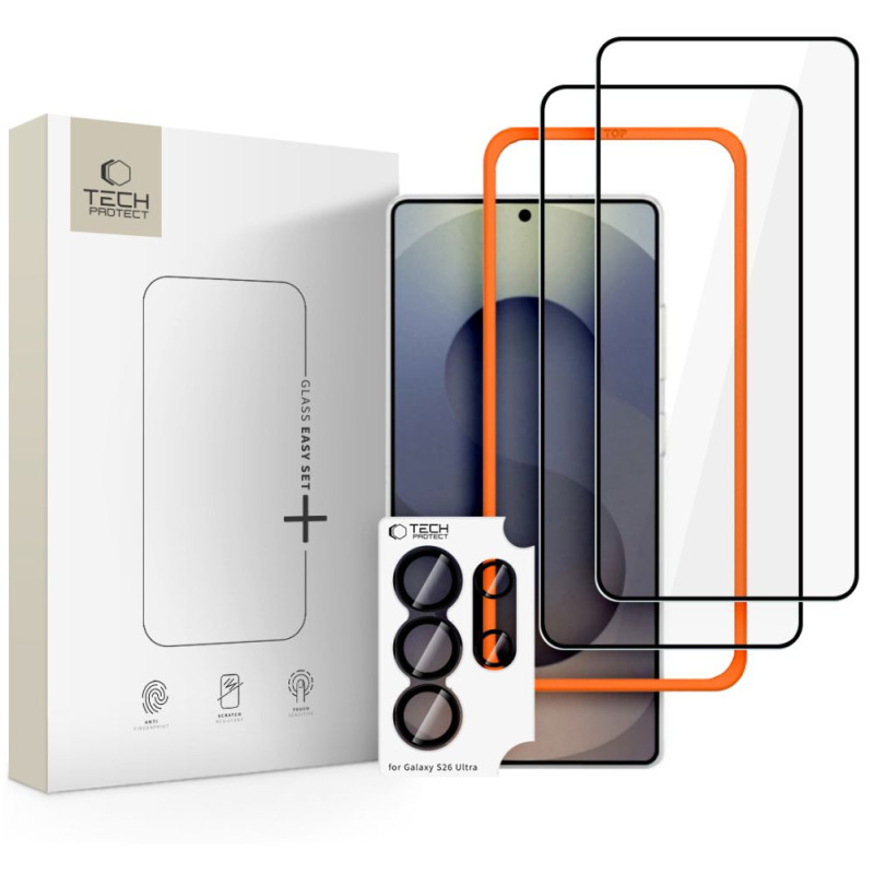 Ochranné sklo Tech-Protect Easy Set+ 3-Pack pro Galaxy S26 Ultra - černá