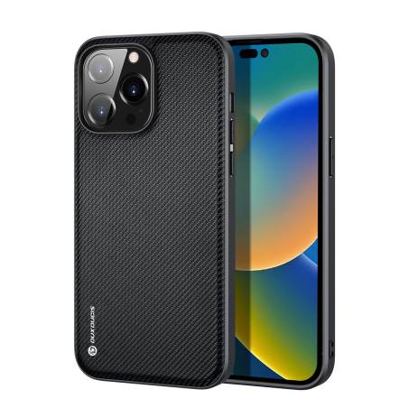 DUX DUCIS Fino Series Odolný kryt s textilními zády pro iPhone 14 Pro Max, černý