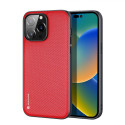 DUX DUCIS Fino Series Odolný kryt s textilními zády pro iPhone 14 Pro Max, červený