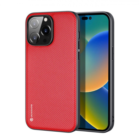 DUX DUCIS Fino Series Odolný kryt s textilními zády pro iPhone 14 Pro Max, červený