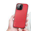 DUX DUCIS Fino Series Odolný kryt s textilními zády pro iPhone 14 Pro Max, červený