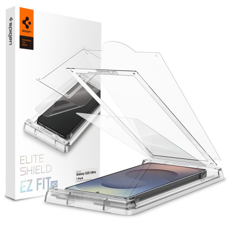 Ochranné sklo Spigen ELITE SHIELD EZ FIT Hybrid Glass pro Galaxy S25 Ultra - transparentní