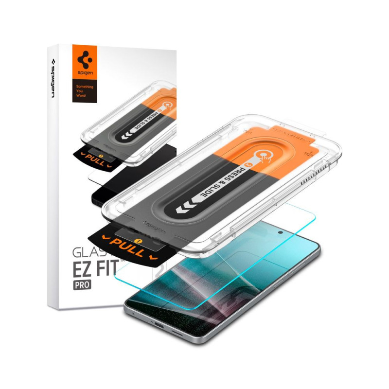 Ochranné sklo Spigen GLAS.TR EZ FIT PRO pro Samsung Galaxy S25 Edge - černé
