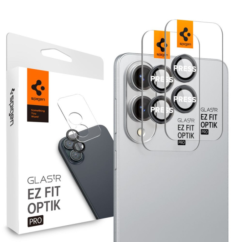 Ochranné sklo Spigen OPTIK PRO GLAS.TR "EZ FIT" 2-pack pro Galaxy S25 Edge - černá