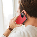DUX DUCIS Fino Series Odolný kryt s textilními zády pro iPhone 14 Pro, červený