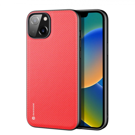 DUX DUCIS Fino Series Odolný kryt s textilními zády pro iPhone 14, červený
