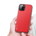 DUX DUCIS Fino Series Odolný kryt s textilními zády pro iPhone 14, červený