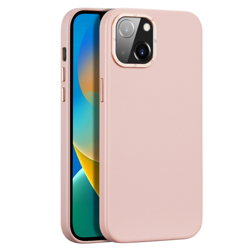 DUX DUCIS Grit Leather Magsafe Kožený kryt pro iPhone 14 Plus, růžový