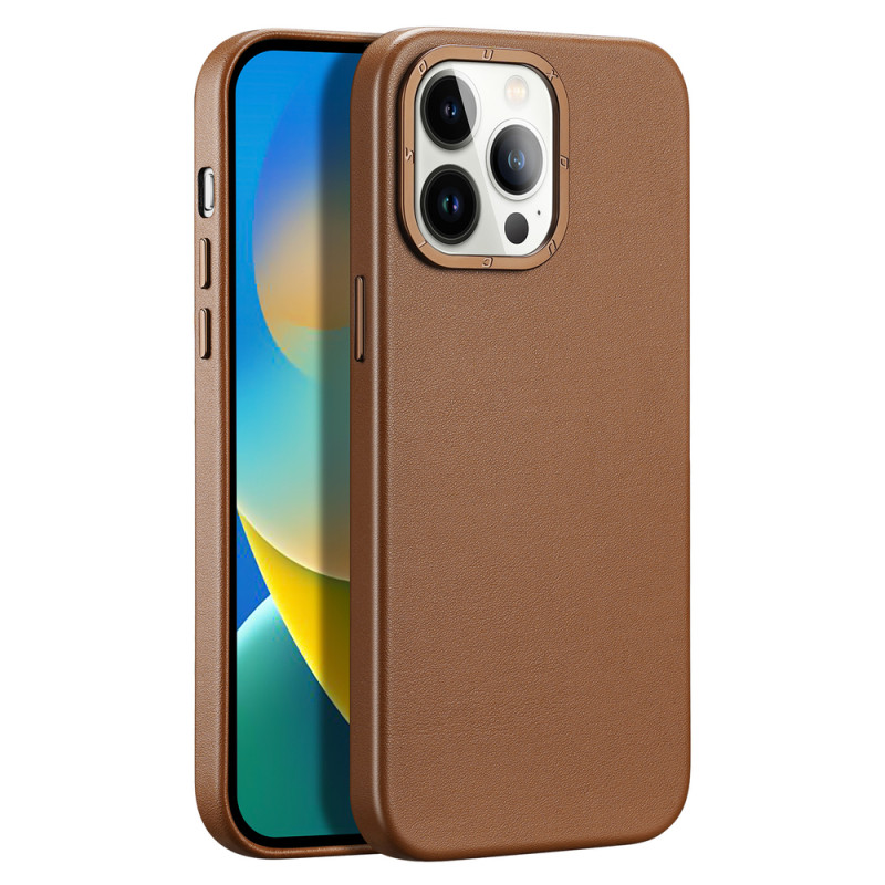 DUX DUCIS Grit Leather Magsafe Kožený kryt pro iPhone 14 Pro Max, hnědý