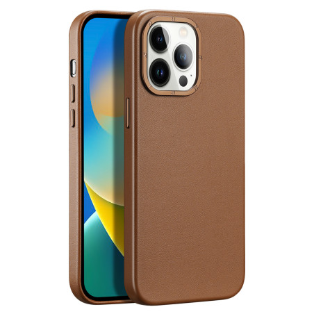 DUX DUCIS Grit Leather Magsafe Kožený kryt pro iPhone 14 Pro Max, hnědý