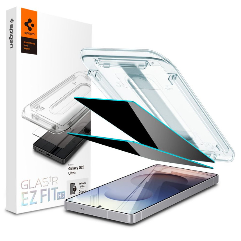 Ochranné sklo Spigen GLAS.tR "EZ Fit" Privacy 2-pack pro Samsung Galaxy S25 Ultra - privacy (čiré)