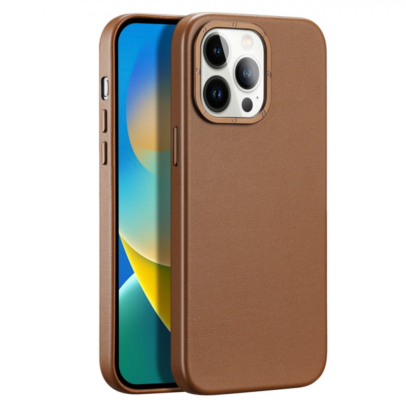 DUX DUCIS Grit Leather Magsafe Kožený kryt pro iPhone 14 Pro, hnědý