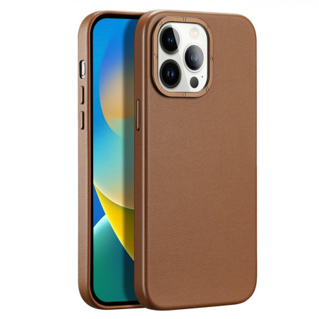 DUX DUCIS Grit Leather Magsafe Kožený kryt pro iPhone 14 Pro, hnědý
