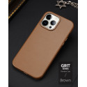 DUX DUCIS Grit Leather Magsafe Kožený kryt pro iPhone 14 Pro, hnědý