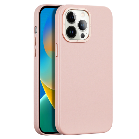 DUX DUCIS Grit Leather Magsafe Kožený kryt pro iPhone 14 Pro, růžový