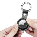 DUX DUCIS Kožený přívěsek na klíče s karabinou pro Apple AirTag, černý