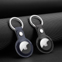 DUX DUCIS Kožený přívěsek na klíče s karabinou pro Apple AirTag, tmavě modrý