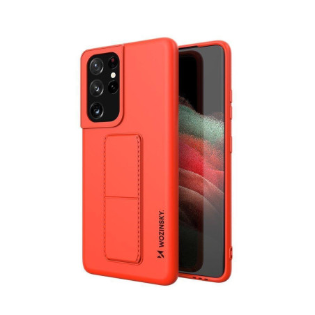 Kryt Wozinsky KICKSTAND CASE pro Galaxy S21 Ultra 5G – červený