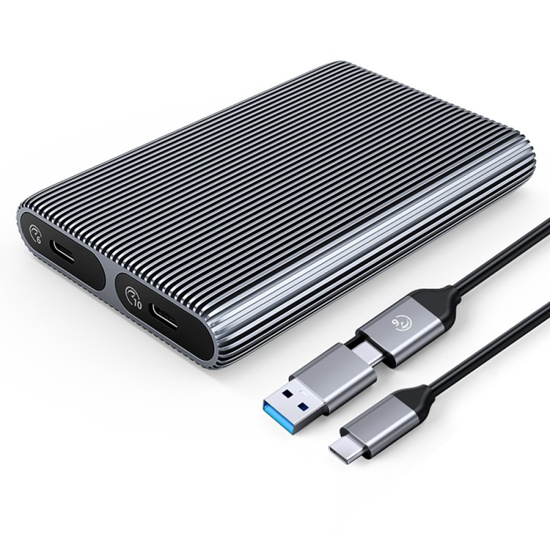 Orico AM2C3-2SN externí box na disk pro dva disky M.2 SATA a NVMe USB-C 3.2 – šedý