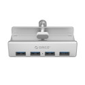 Orico MH4PU USB hub 4x USB-A 3.0 se svorkou, stříbrný | AppleGang