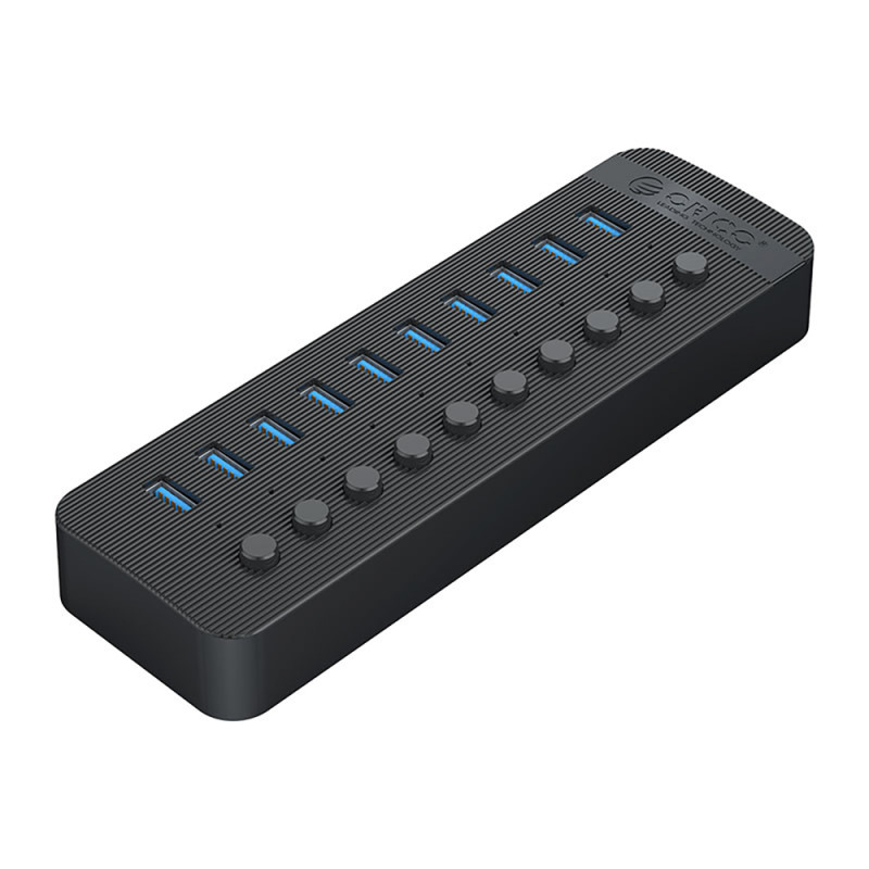 Orico CT2U3-10AB USB hub 10x USB-A 3.0 s vypínači – černý