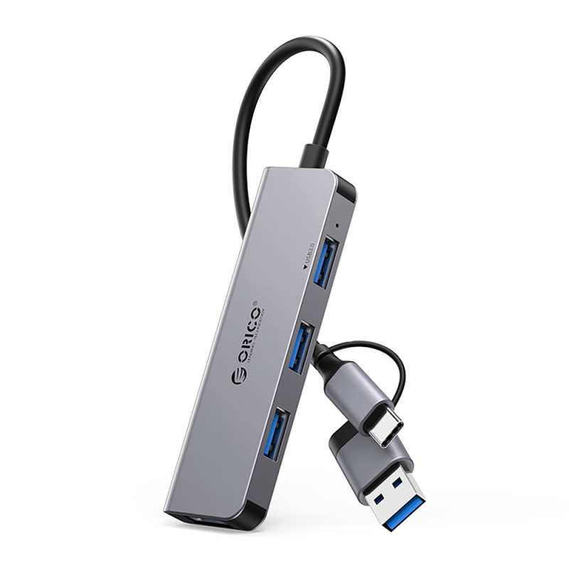 Orico YSA5-U3 USB-A/USB-C rozbočovač 3x USB-A 2.0 + 1x USB-A 3.0 – šedý