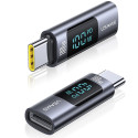 Adaptér USAMS US-SJ682 AU18 USB-C / USB-C s digitálním displejem 100W ocel/aluminium