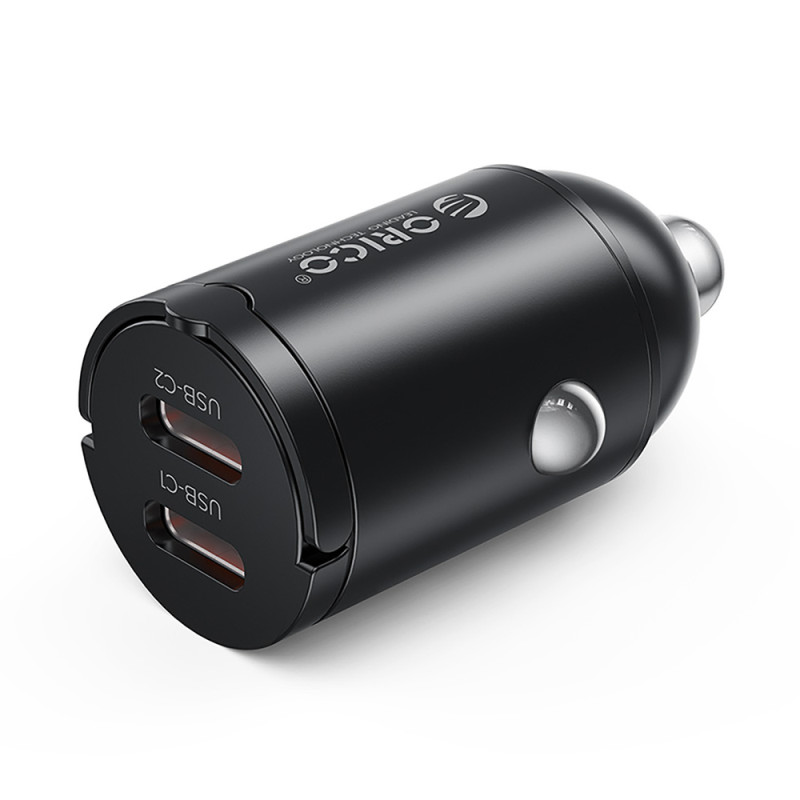 Orico MiniRing 30W 2× USB-C nabíječka do auta – černá
