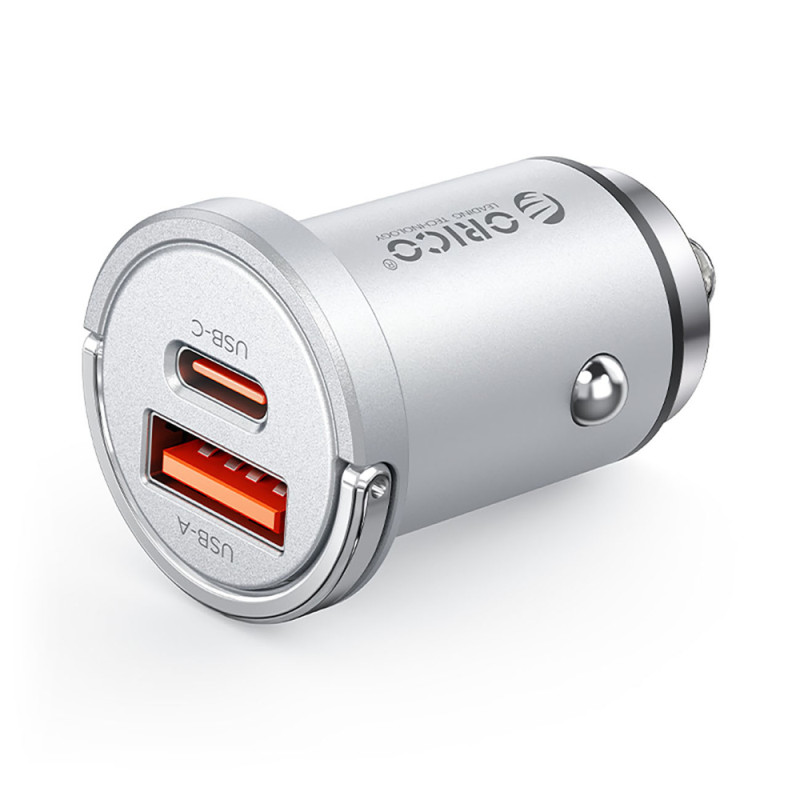 Orico MiniRing Pro 45W USB-A + USB-C nabíječka do auta – stříbrná