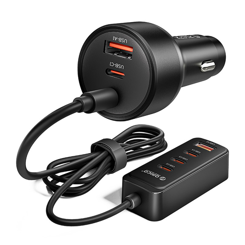 Orico ChargeClip 108W nabíječka do auta 2× USB-A + 4× USB-C se svorkou – černá