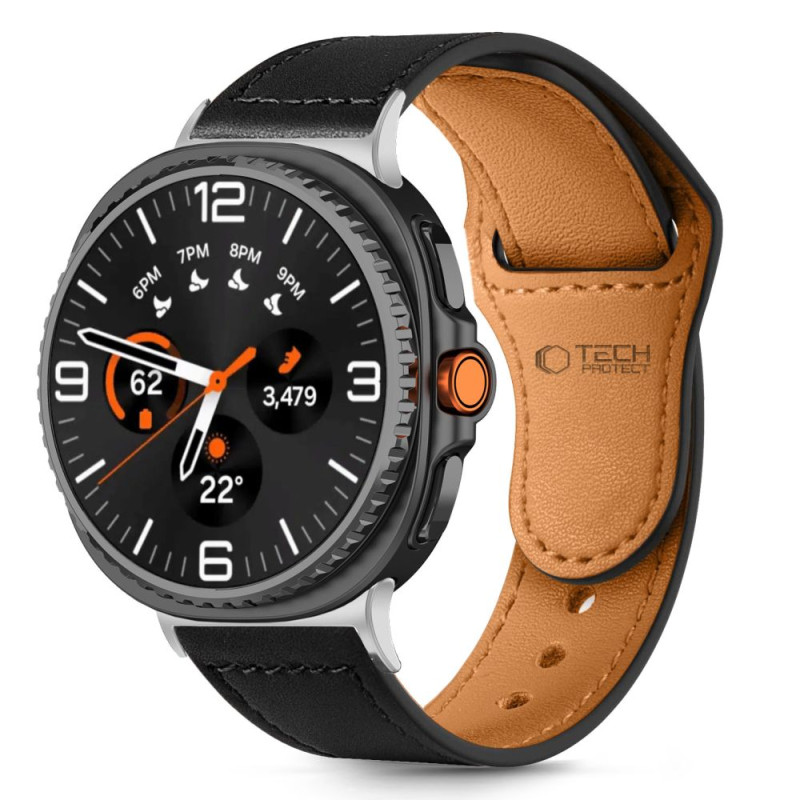 Řemínek Tech-Protect LEATHERFIT pro Galaxy Watch 8 / CLASSIC (40 / 44 / 46 MM) - black