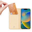 DUX DUCIS SkinPro kryt typu kniha pro iPhone 14 Plus, zlatý