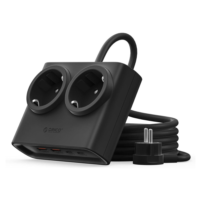 Orico PDC25 25W 6v1 prodlužovací přívod 2x AC + 2x USB-A + 2x USB-C – černá