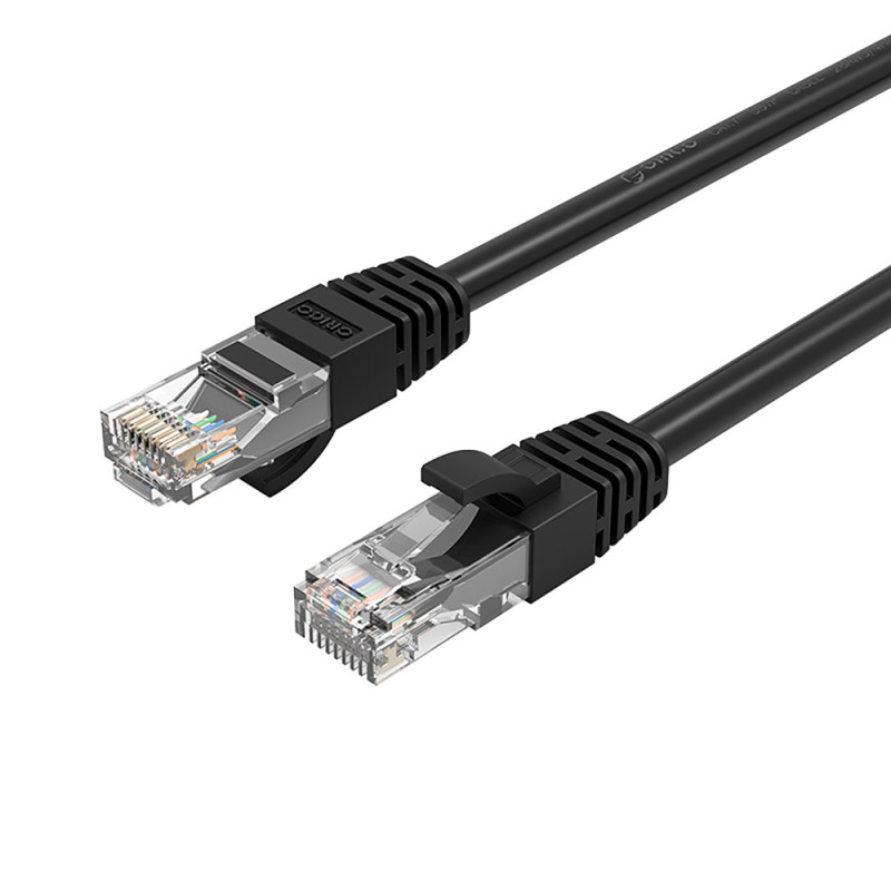 Orico PUG-C6 CAT6 1000Mbps RJ45 ethernet síťový kabel, kulatý LAN, 1 m – černá