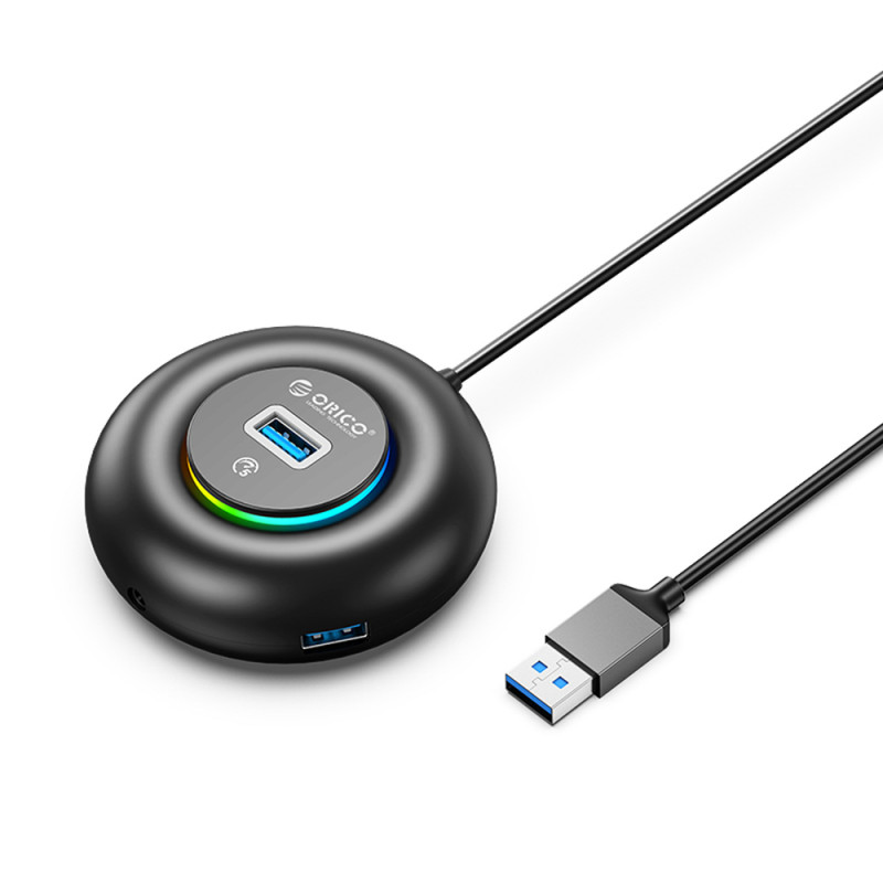 Orico YXR4-U3 RGB USB hub 4 porty USB-A 3.0 s audio/mikrofonním portem 0,3 m – černý