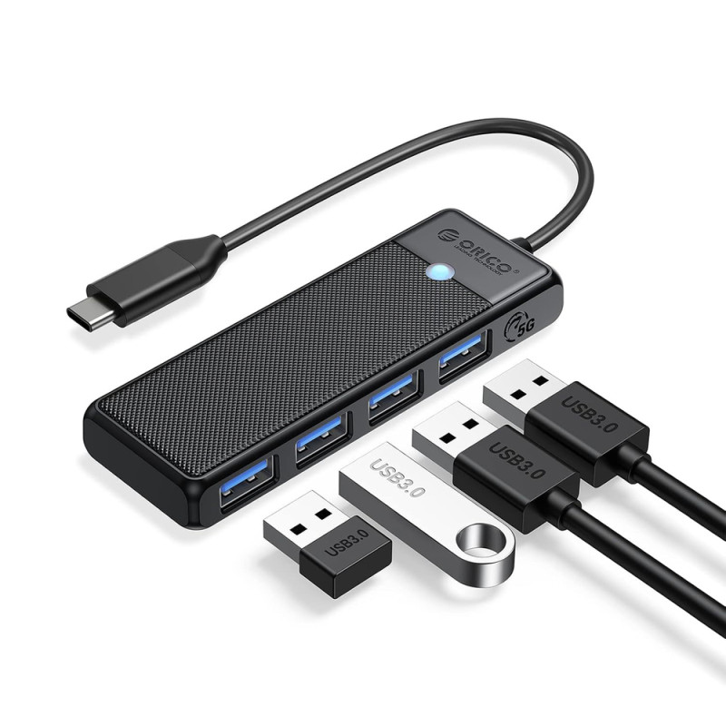 Orico PAPW4A-C3 USB hub 4 porty 4x USB-A 3.0, 0,15 m – černý