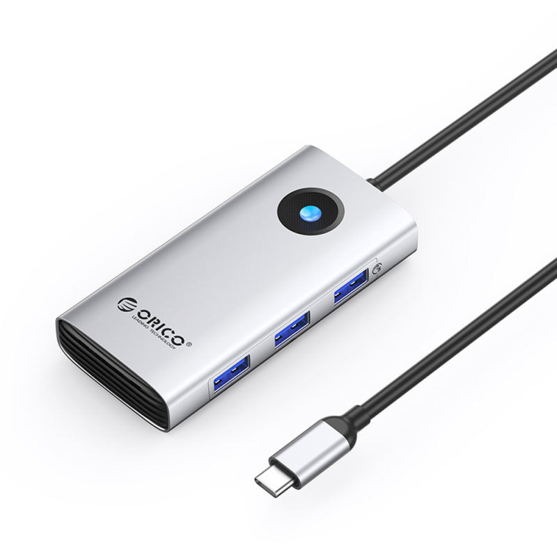 Orico PW11 6v1 dokovací stanice USB-C 3x USB-A 3.0 1x USB-C 3.0 1x USB-C PD 100W 1x HDMI 4K 30Hz – stříbrná