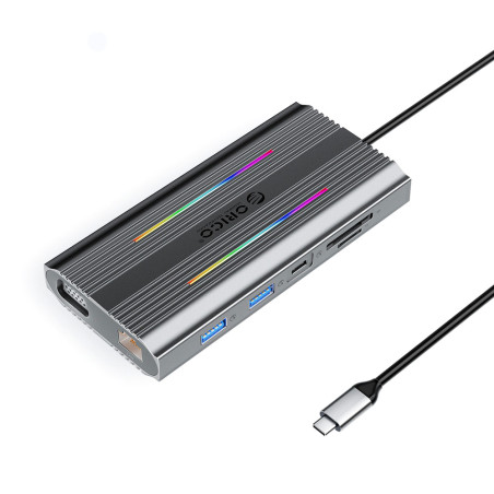 Orico XCR 12v1 USB-C dokovací stanice RGB šedá | AppleGang
