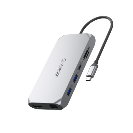 Orico XCR 12v1 USB-C dok 2x HDMI DisplayPort šedá | AppleGang